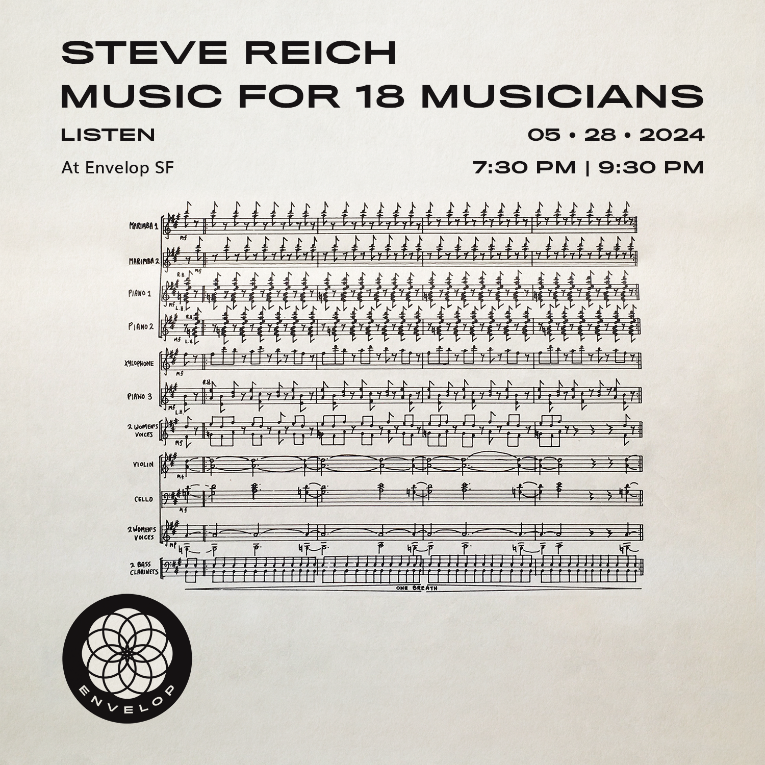 Event image for Steve Reich - Music for 18 Musicians : LISTEN